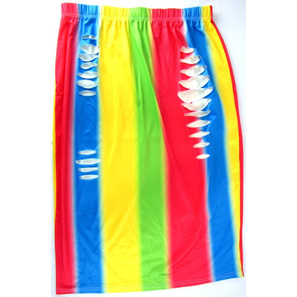 SALE! Striped Rainbow Cut Outs Yellow Red Long Skirt